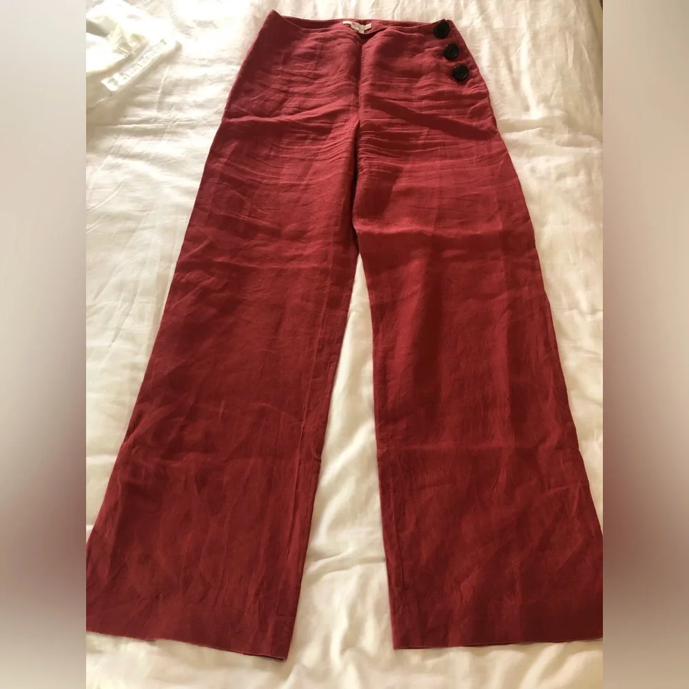 Boden linen Elegant Red Wide-Leg Pants Long EUC 2009 - Picture 1 of 10